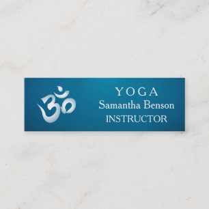 Carte De Visite Mini Élégant Noir et Blanc OM Symbole Yoga Instructeur