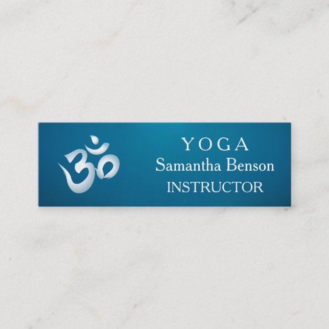 Carte De Visite Mini Élégant Noir et Blanc OM Symbole Yoga Instructeur (Devant)