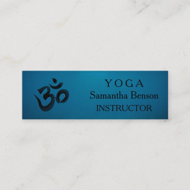 Carte De Visite Mini Élégant Noir et Blanc OM Symbole Yoga Instructeur (Devant)