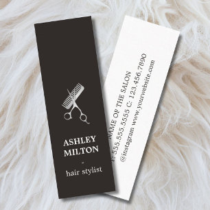 Carte De Visite Mini Elégant noir Faux ciseaux argent ciseaux coiffeur