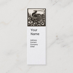 Carte De Visite Mini ÉLÉGANT PAON NOIR BLANC Monogramme Rose Chaud
