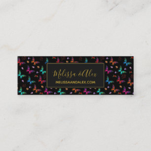 Carte De Visite Mini Élégant Papillons colorés sur Black Custom