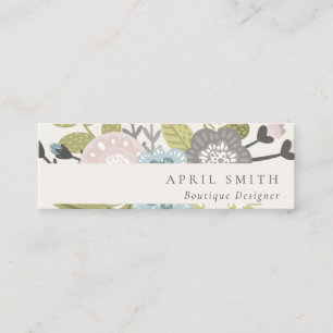 Carte De Visite Mini Élégant Pastel Boho Blush Blue Green Leafy Flora