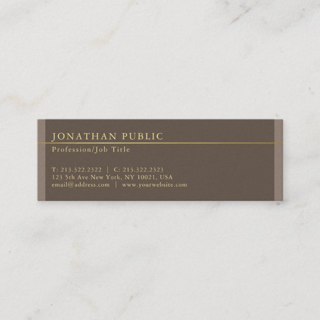 Carte De Visite Mini Elégant professionnel Brown Pearl Finish Luxe (Devant)