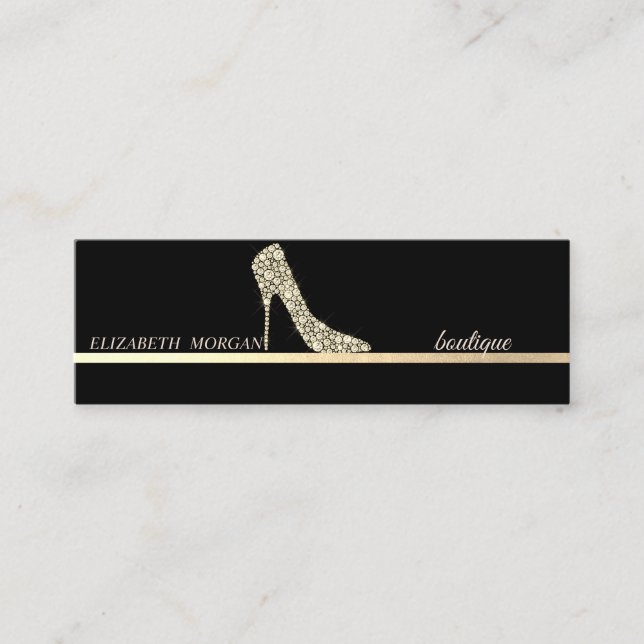 Carte De Visite Mini Élégant professionnel, Diamants d'or hauts talons (Devant)