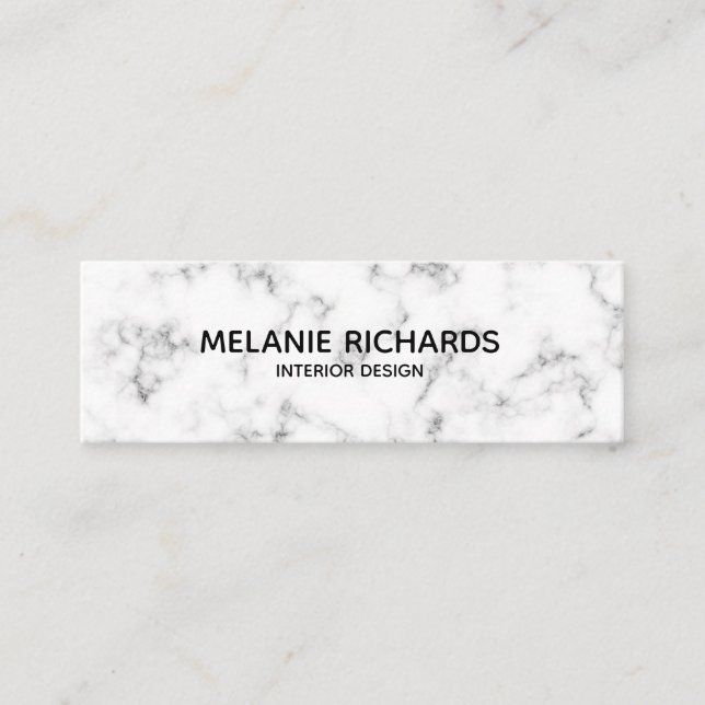 Carte De Visite Mini Élégant professionnel en marbre blanc minimal (Devant)