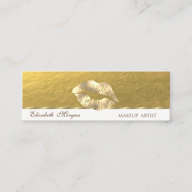 Carte De Visite Mini Élégant professionnel, Faux Gold Lips (Devant)