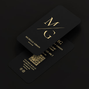 Carte De Visite Mini Élégant Realtor Monogramme hypothèque Noir