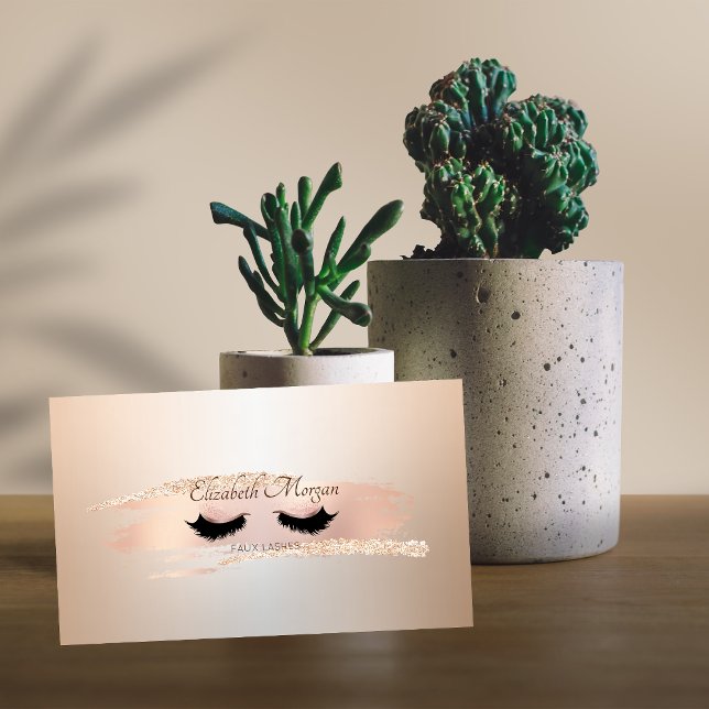 Carte De Visite Mini Élégant Rose Brosse Or Stroke, Faux Lashes (Créateur téléchargé)