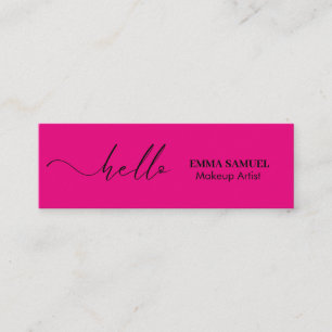 Carte De Visite Mini Élégant rose chaud Bonjour Calligraphie minimale