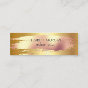 Carte De Visite Mini Élégant Rose Gold Foil Brush Stroke, Faux Gold