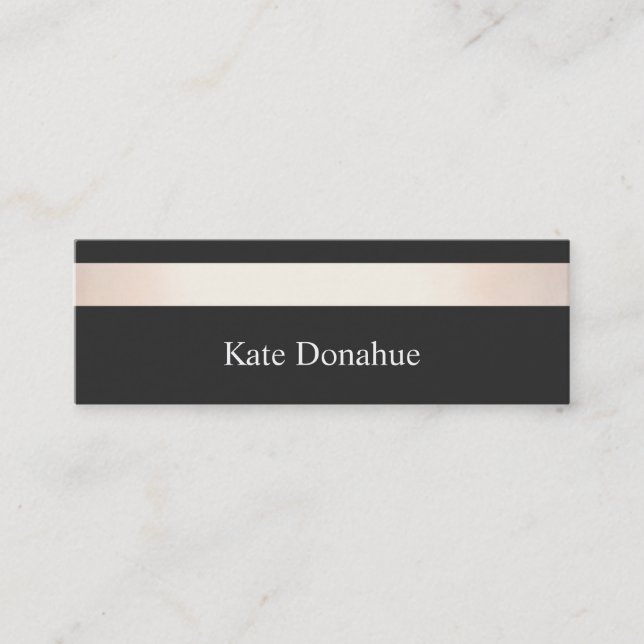 Carte De Visite Mini Élégant Rose Gold Striped Moderne Style Noir (Devant)