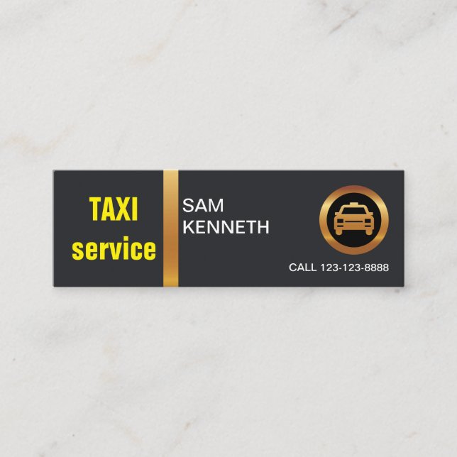 Carte De Visite Mini Élégant service de taxis Black Gold Stripe (Devant)