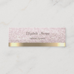 Carte De Visite Mini Elégant Simple Faux Gold Stripe, Glittery Bokeh