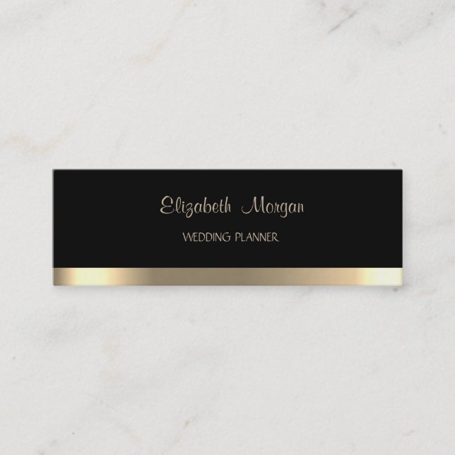 Carte De Visite Mini Elégant simple Faux Gold Stripe, Noir (Devant)