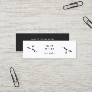 Carte De Visite Mini Elégante minimaliste noir blanc cheveux Styliste