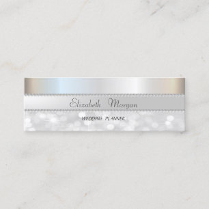 Carte De Visite Mini Elégante Parties scintillant moderne Argent Bokeh,