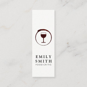 Carte De Visite Mini Elégante Tige de vin rouge avec Verre de vin