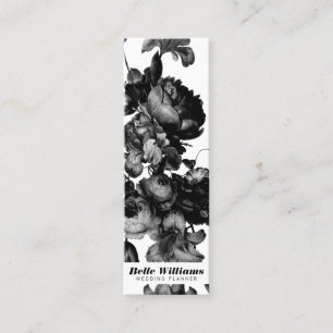 Carte De Visite Mini Élégantes fleurs noires sobres bouquet vintage fle