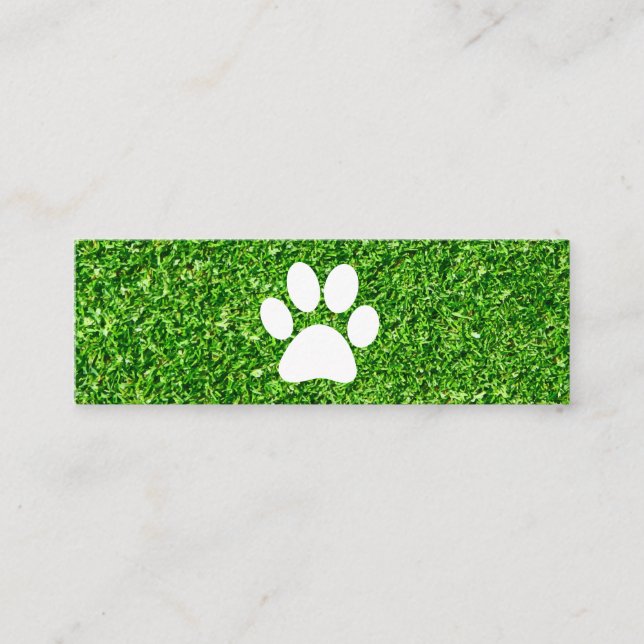 Carte De Visite Mini Empreinte de patte de chien | Arrière - plan vert (Devant)
