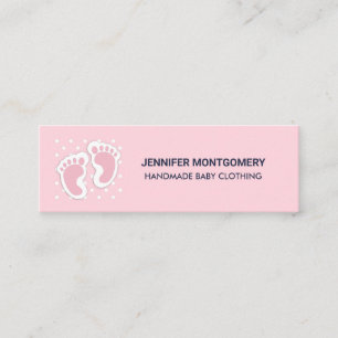 Carte De Visite Mini Empreintes de pas roses mignonnes de bébé
