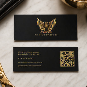 Carte De Visite Mini Enseigne élégante de salon de coiffure Eagle Golde