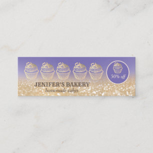 Carte De Visite Mini Épicerie d'or moderne cupcake boulangerie maison