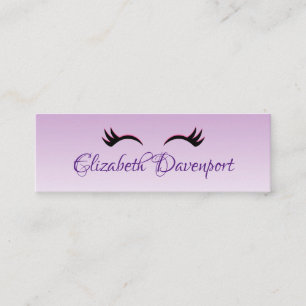 Carte De Visite Mini Eyelashes rose et noir élégants sur dégradé violet
