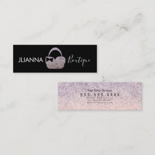 Carte De Visite Mini Faux Glitter Boutique Vêtements Noir Blanc  
