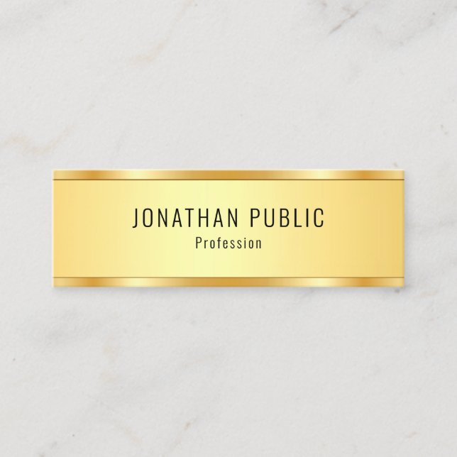 Carte De Visite Mini Faux Gold Metallic Look Modèle Élégant Moderne (Devant)