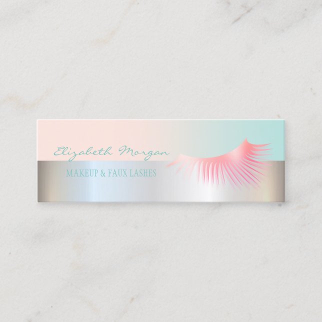 Carte De Visite Mini Faux Lashes Professionnel Moderne, Argent (Devant)