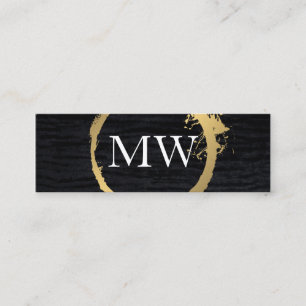Carte De Visite Mini Faux Metallic Gold Velvet Noir avec Monogramme
