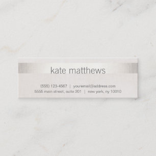 Carte De Visite Mini Faux Silver Stripe moderne sur lin