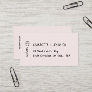 Carte De Visite Mini-femme écriture dessinée bébé minimaliste