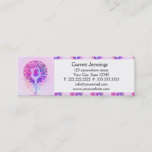 Carte De Visite Mini Femme rose d'arbre de yoga dans des couleurs en