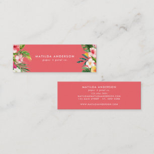 Carte De Visite Mini Feuillage moderne floral rose botanique tropical