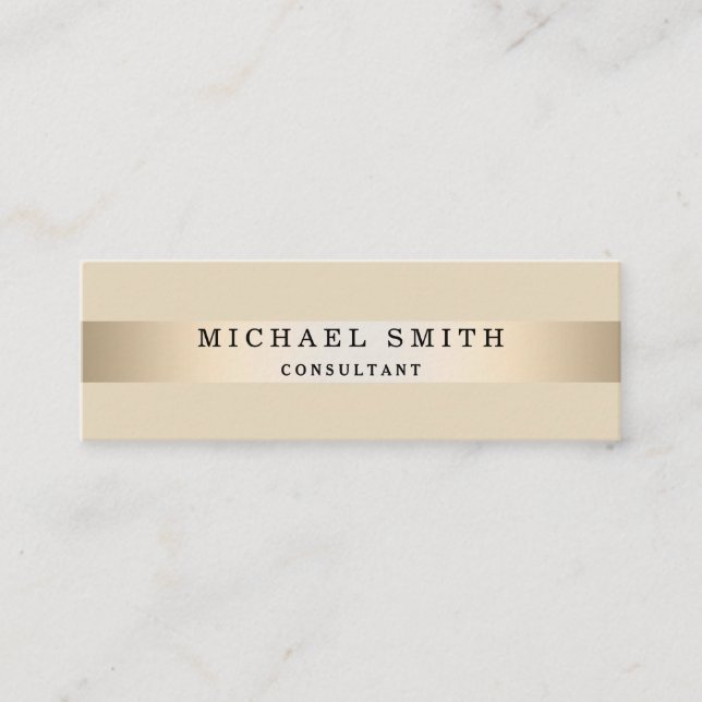 Carte De Visite Mini Feuille d'or élégante moderne de Faux barrée (Devant)