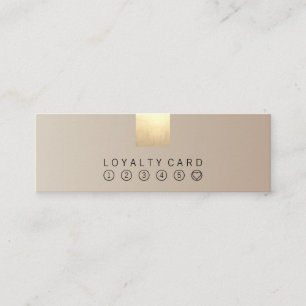 Carte De Visite Mini Fidélité beige en pastel moderne élégante d'or de