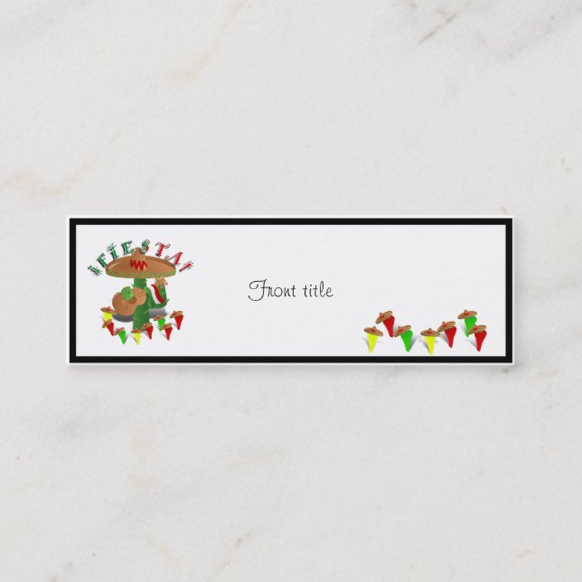 Carte De Visite Mini Fiesta Cactus avec guitare et poivrons dansants (Devant)