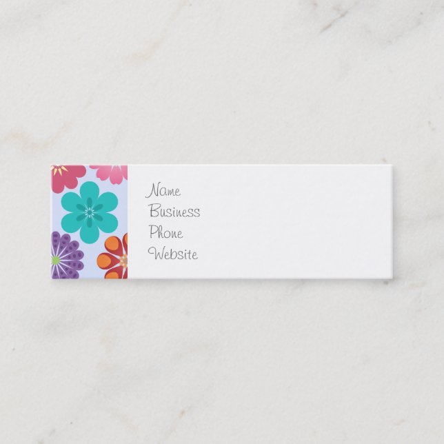 Carte De Visite Mini Fille Fleur Power coloré motif floral (Devant)