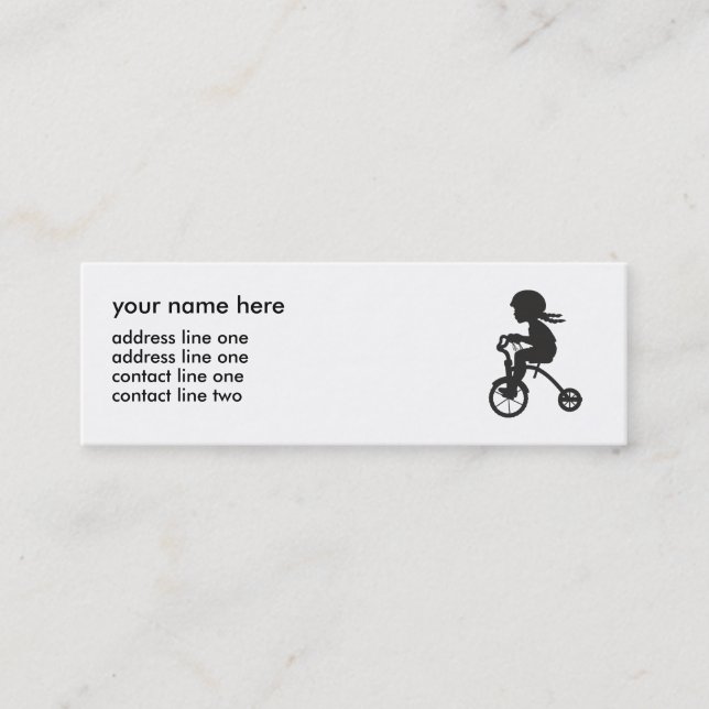 Carte De Visite Mini Fille sur la silhouette de tricycle (Devant)