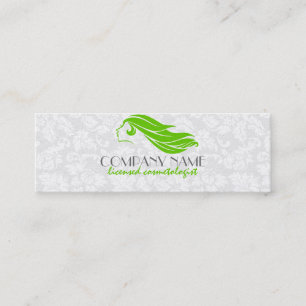 Carte De Visite Mini Fille Vert Et Blanc Damas Beauté/Cosmetologie 2