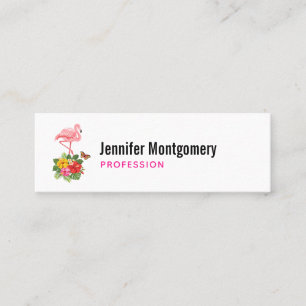 Carte De Visite Mini Flamant rose rose & Hibiscus Tropical Fancy