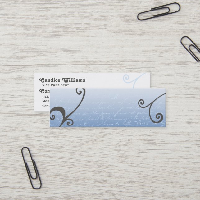 Carte De Visite Mini Flèches et Modèle de script (Devant/Arrière en situation)