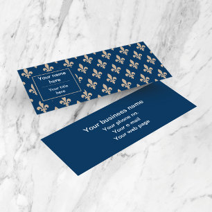 Carte De Visite Mini Fleur de Lis Motif, française, royale, crème, bleu