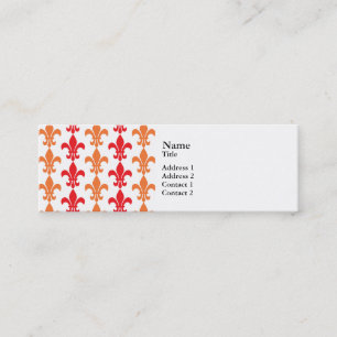 Carte De Visite Mini Fleur de Lis Motif rouge et orange