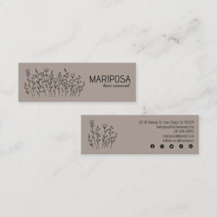 Carte De Visite Mini Fleur sauvage Élégante Ligne Art Personnalisé Icôn