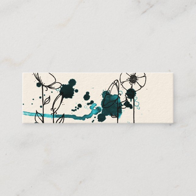 Carte De Visite Mini Fleurs brouillées, bleues (Devant)
