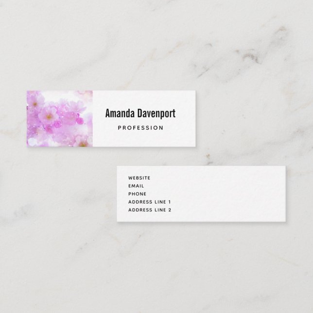 Carte De Visite Mini Fleurs de fleurs de cerisier rose (Devant / Derrière)