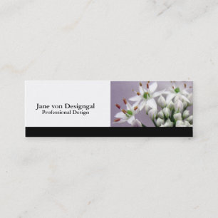Carte De Visite Mini Fleurs de la chair blanche d'ail sur le pourpre